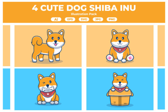 Cute Dog Shiba Inu Collection: Versatile Illustrations for Any Project