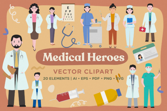 Empowering Visual Storytelling in Healthcare with Medical Heroes Vector Clipart Pack