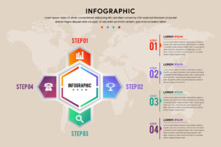 Four Step Infographics Hexagon