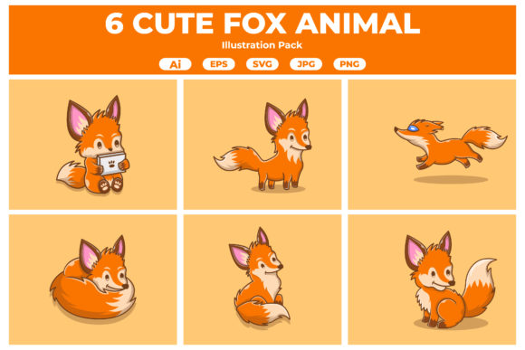 Fox Cute Cartoon Animal Collection: A Versatile Illustration Set for Digital and Print Projects