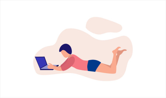 Unlocking Creativity: The Power of Flat Illustration of a Woman with Laptop for Modern Design Projects